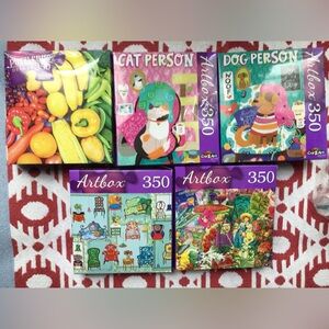 5 puzzles 350 Piece Cat and Dog Fruits Vintage Garden Puzzle Set - Multicolor